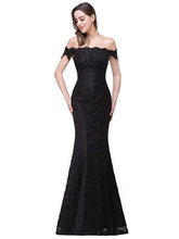 Pretty Lace Off Shoulder Fishtail Evening Dress